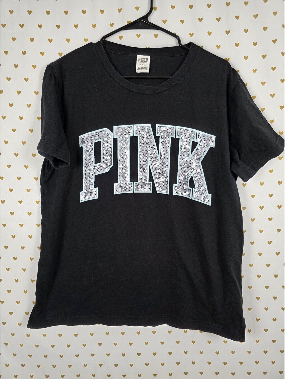 Victorias Secret PINK Mette Bling Sequined Tee shirt Medium